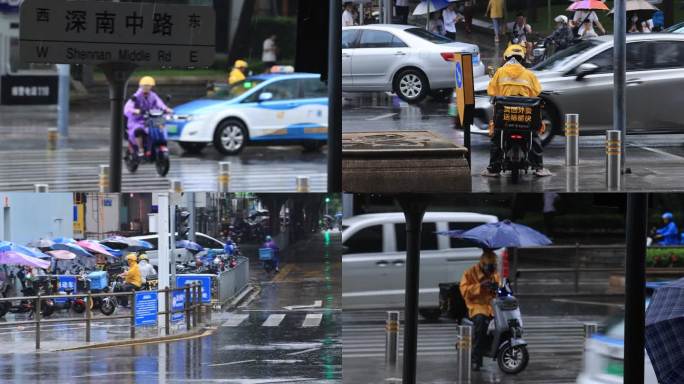 深圳外卖骑手雨天骑行1