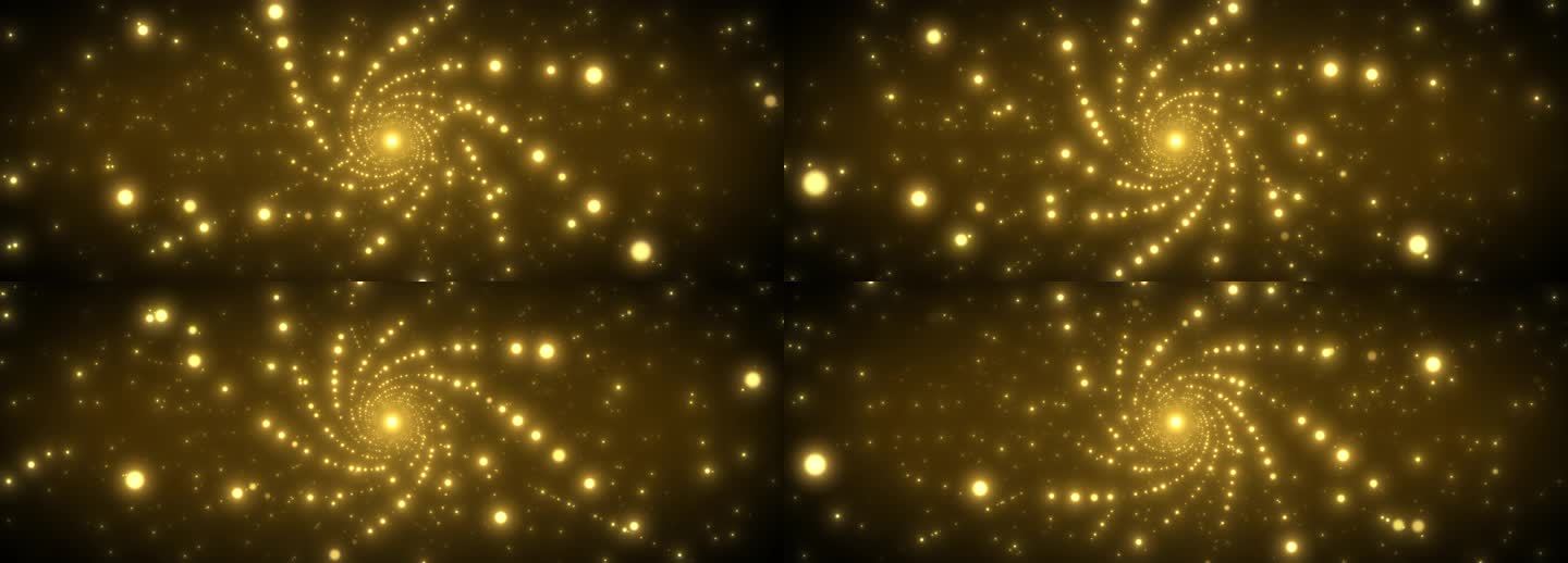 6K金色螺旋粒子隧道粒子冲屏背景无缝循环