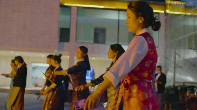 藏族火把舞蹈  夜生活 锻炼身体幸福生活