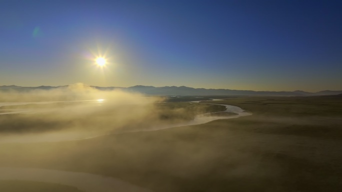 湿地长江九曲黄河黄河云雾缭绕的黄河日出