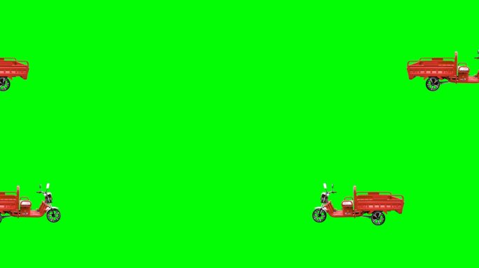 绿幕抠像电动三轮车行走绿布绿屏视频素材