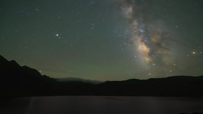 川西阿坝倒影银河星空延时摄影