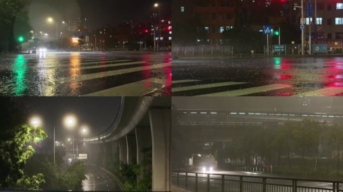 4K60帧 夜晚城市暴雨街头视频