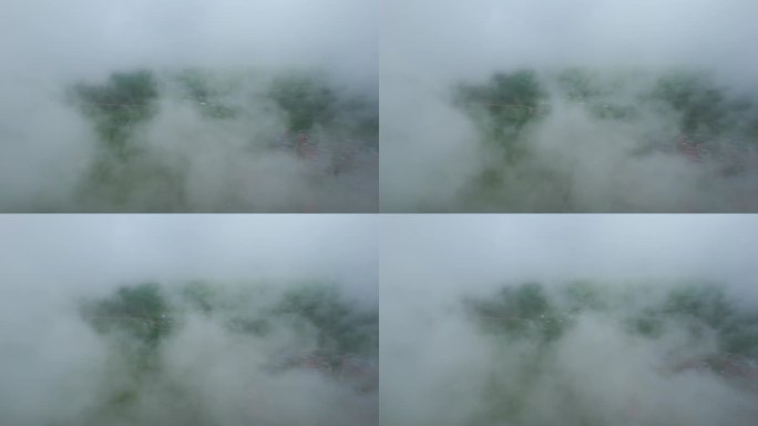 青山绿水大草原自然风景晨雾航拍_60