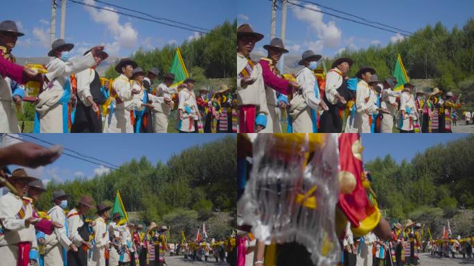 藏族人文 草原五色经幡 祭祀 祭奠 祀山