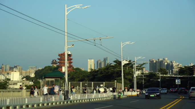 武汉车窗外风景黄鹤楼风景窗外第一视角风光