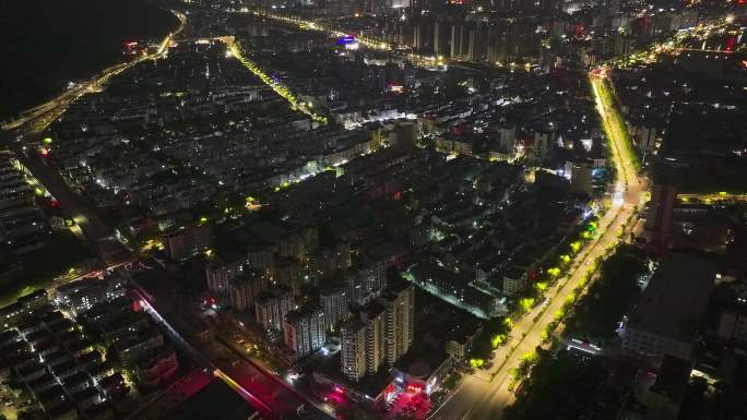 台州黄岩城市夜景航拍