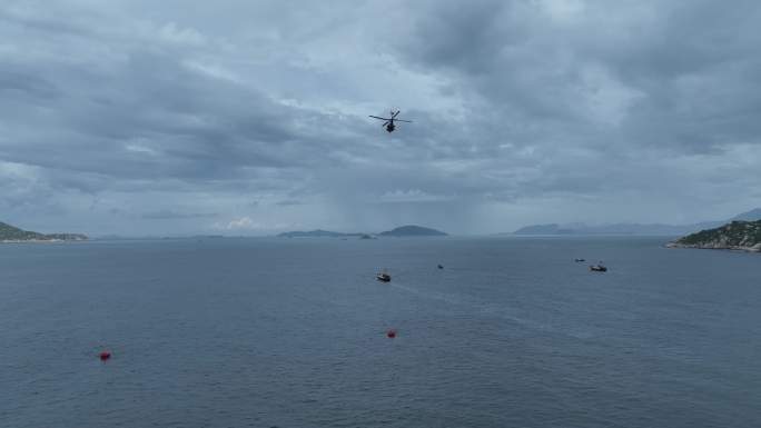 海洋石油 982 钻井平台 直升机 大海