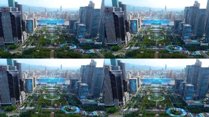 深圳会展中心科技城市线条穿梭AE模板