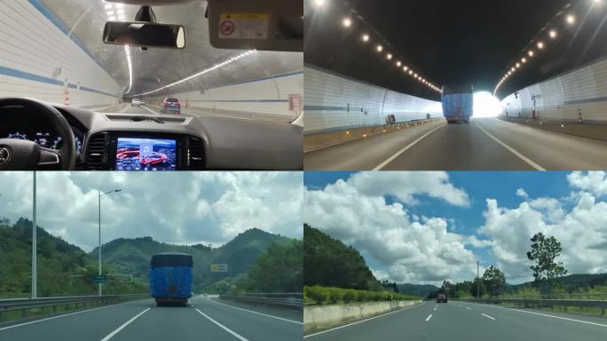 高速开车视频 穿过隧道速度感时空隧道