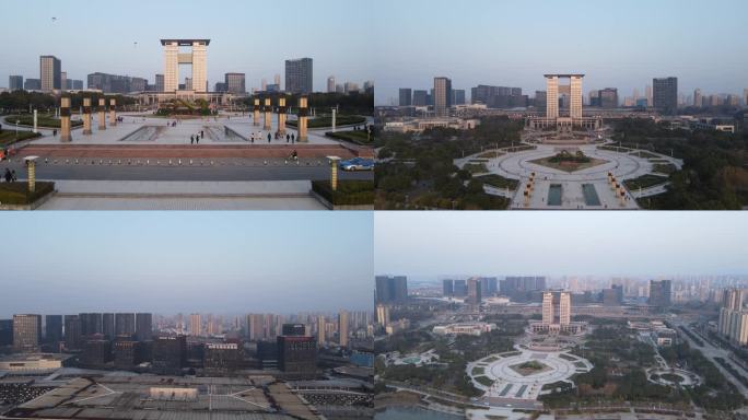 航拍安徽铜陵市政府大楼4K高清视频