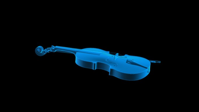 小提琴全息蓝色科技通道素材