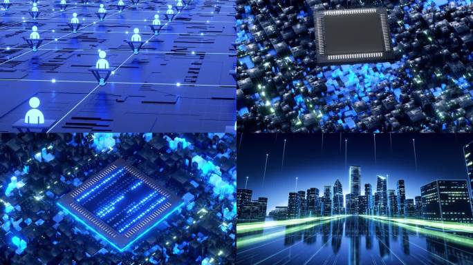 AI科技城市科技穿梭片头数据中心