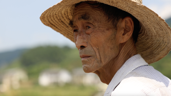 田野里辛苦劳作的农民