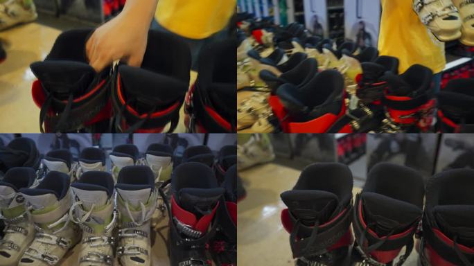 滑雪场的滑雪鞋子