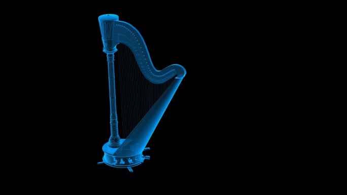竖琴全息蓝色科技通道素材
