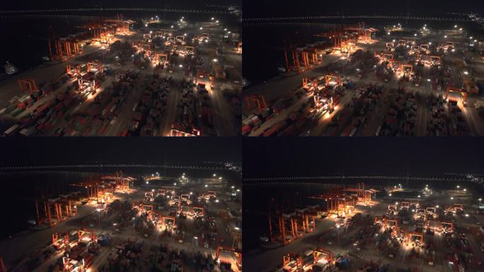 福建漳州港口夜景航拍