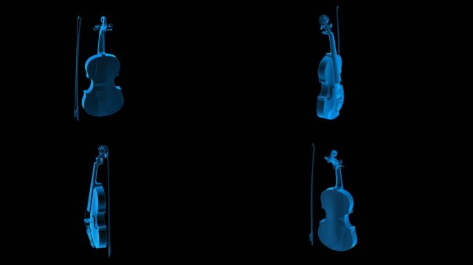 大提琴全息蓝色科技通道素材