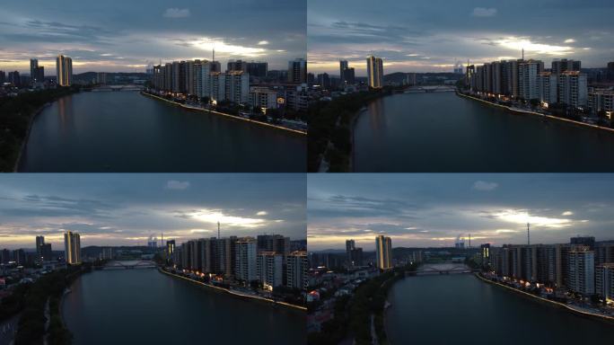 资兴城市夜景航拍4K