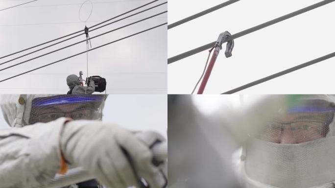 电网高压电塔电力工人高空带电作业合集