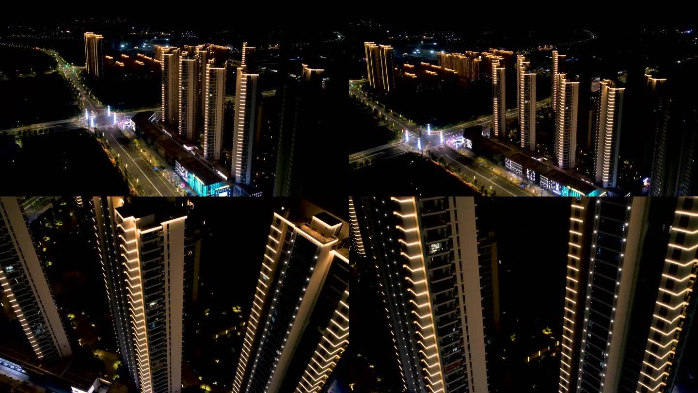 住宅大楼夜景航拍