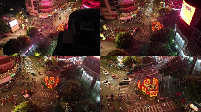 漳州古城北广场夜景航拍
