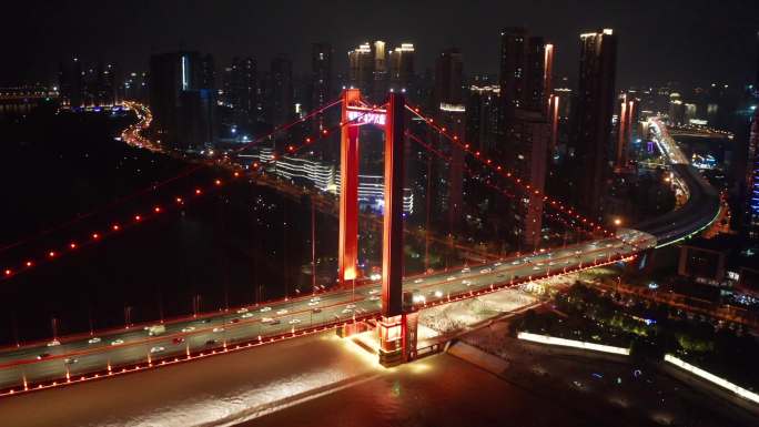 武汉鹦鹉洲桥梁主题公园鹦鹉洲长江大桥夜景