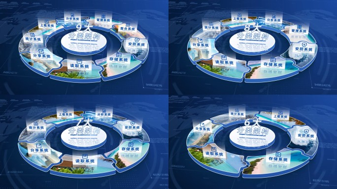 （2-10）蓝色板块图形拼接分类展示