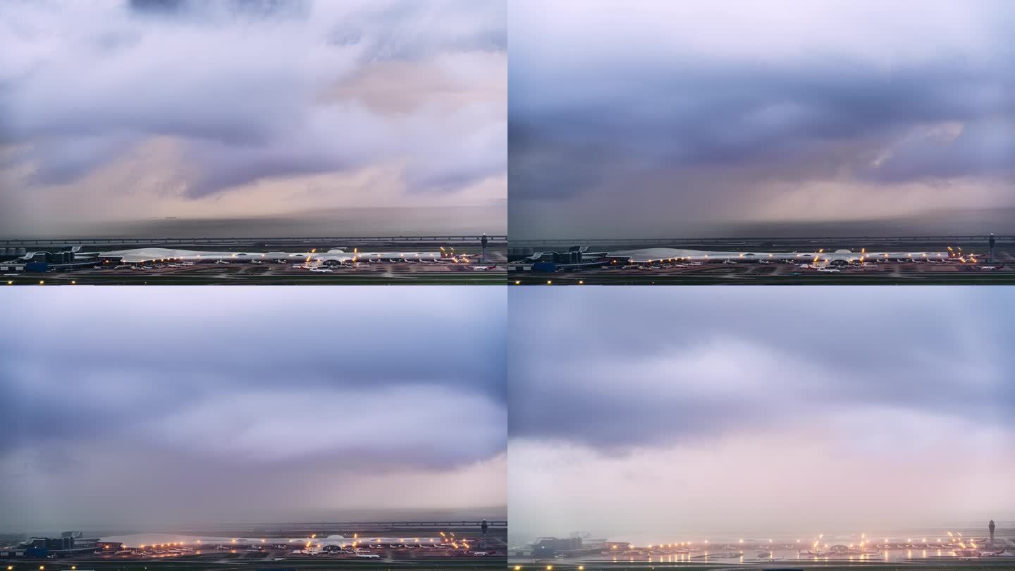 雷暴天气深圳机场航站楼暴风雨爆发过程延时
