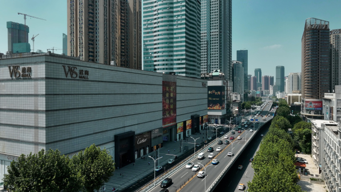武汉武广国广世贸购物中心航拍视频素材