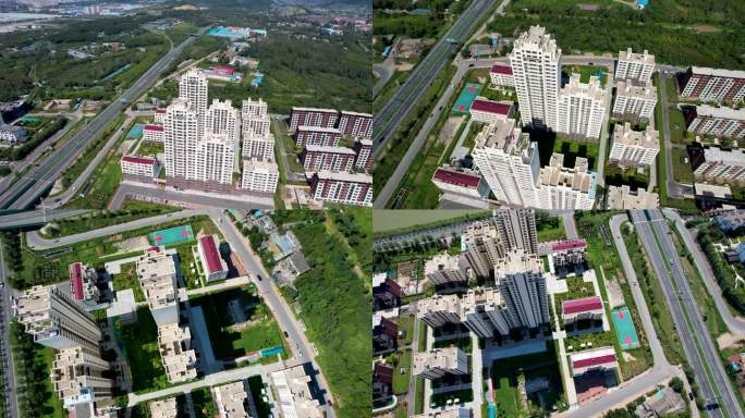 吉林市城市建筑松花江蓝旗大桥航拍