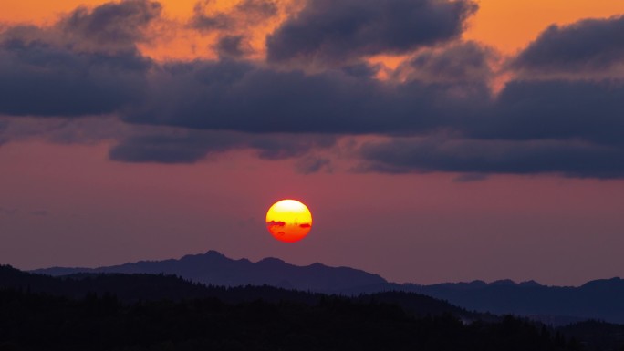 日落夕阳彩霞延时摄影