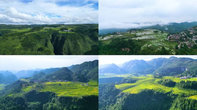 最美乡村梯田风光秀美乡村田野景象振兴乡村