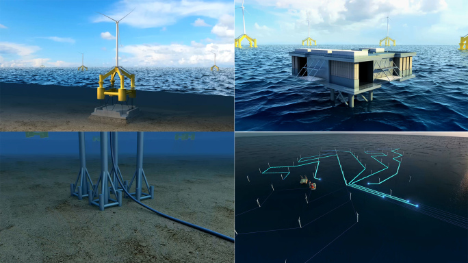 海上升压站 海上风电场 三维演示
