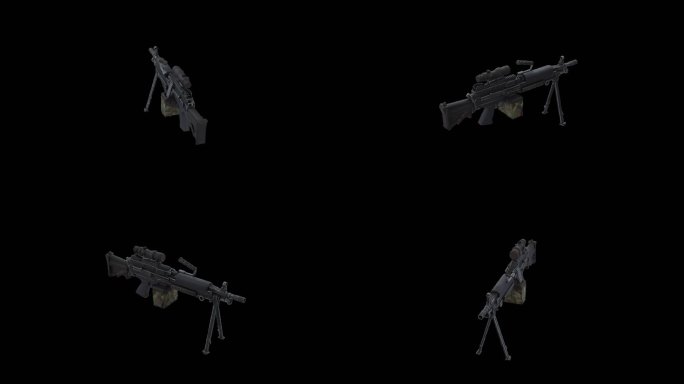 M249机枪三维旋转透明动画