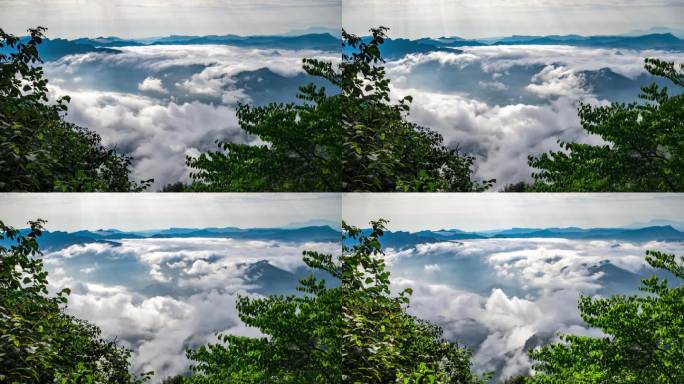 大气震撼群山云海风景延时广袤山川大地