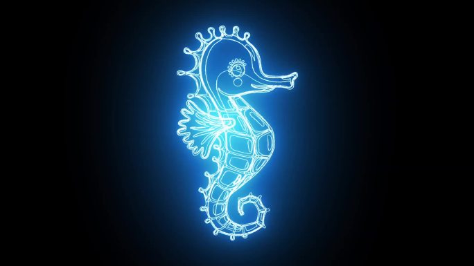 海马轮廓线发光描边logo