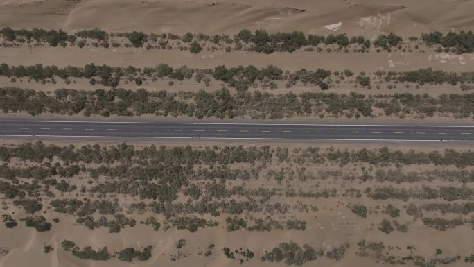 塔克拉玛干沙漠公路航拍4K