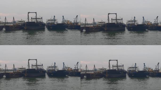 夕阳 渔船 港口 码头 海浪 海风 海边