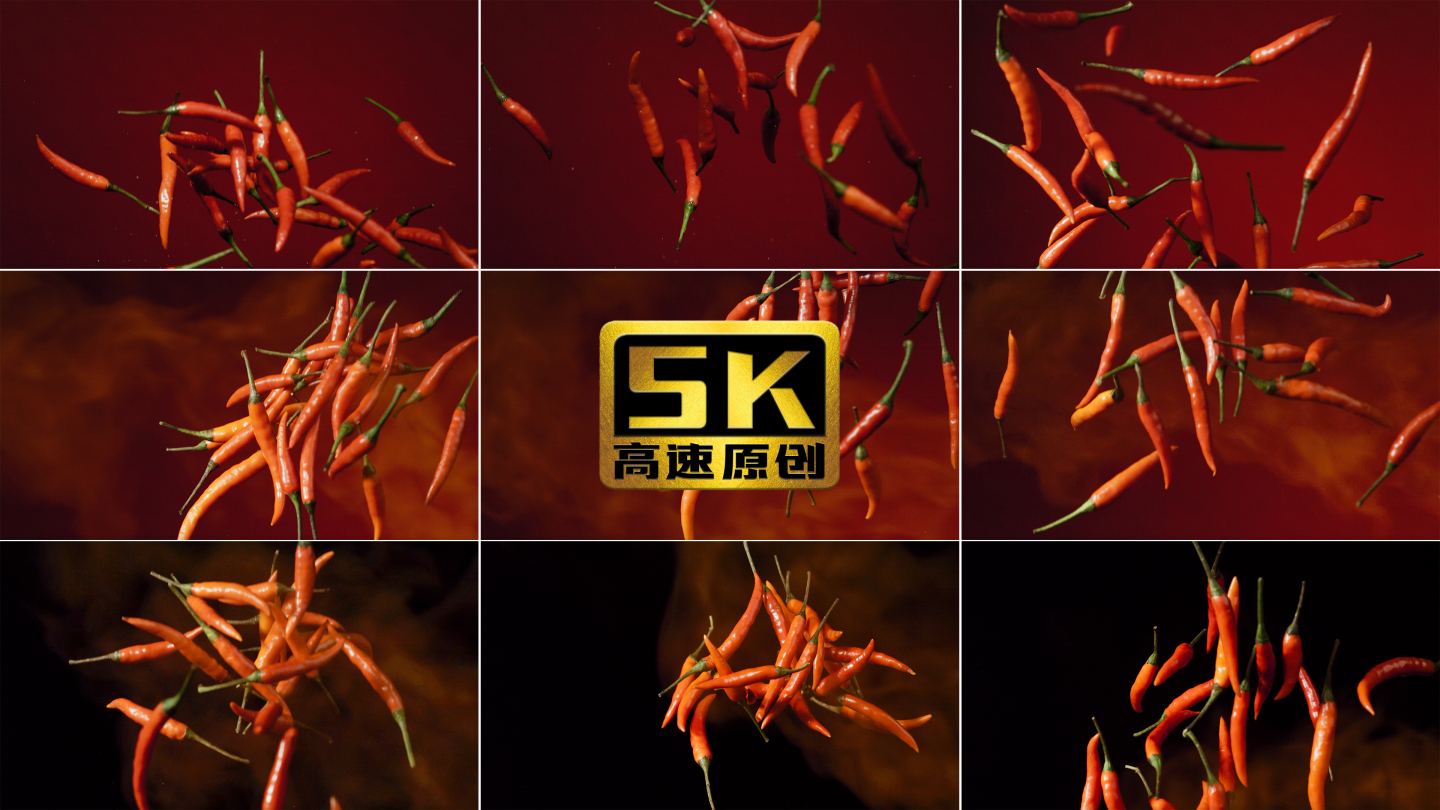 5K-小米辣，红辣椒特写、鲜辣椒创意镜头