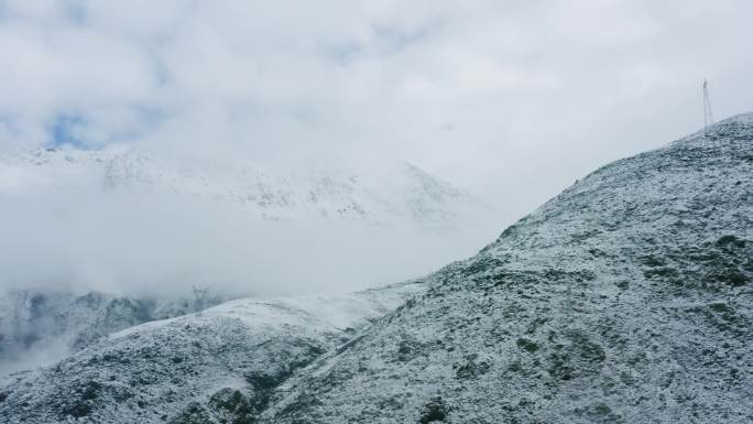 雪景 冬季美景 雪花飘扬 航拍 青藏高原