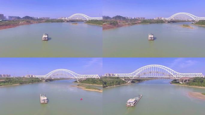 航拍南宁邕江三岸大桥