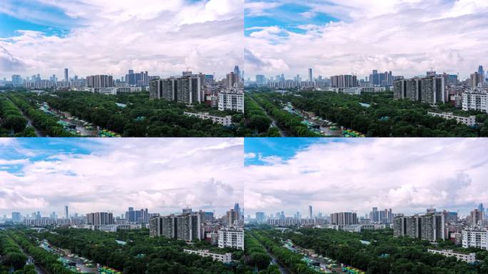 深圳雨后蓝天白云城市风光延时8k宣传素材