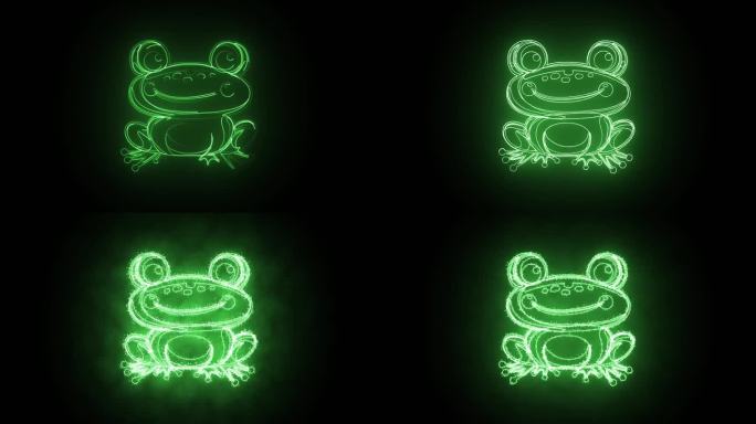 青蛙轮廓线发光描边logo
