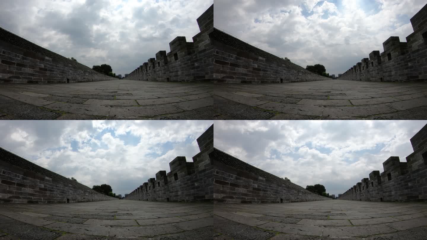 低角度延时拍摄桂林王城的城墙