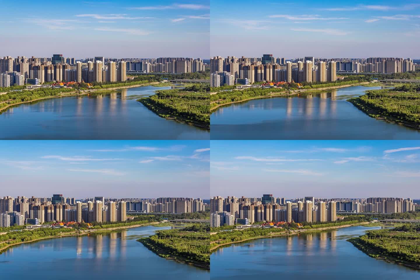 潮白河河畔燕郊城市风光延时摄影