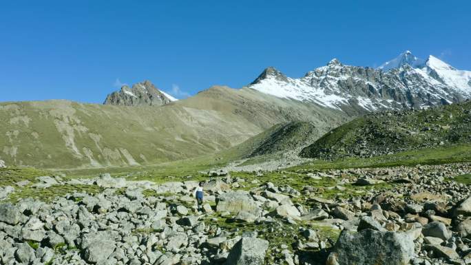 旅游度假 阳光 雪山 山脚石头 旅游西藏