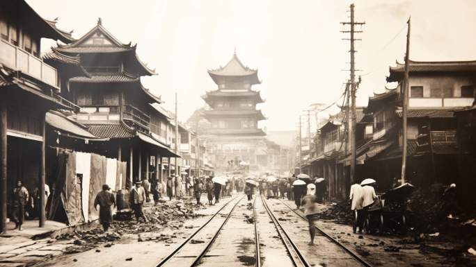 解放前民国老北京街道商铺场景大屏2