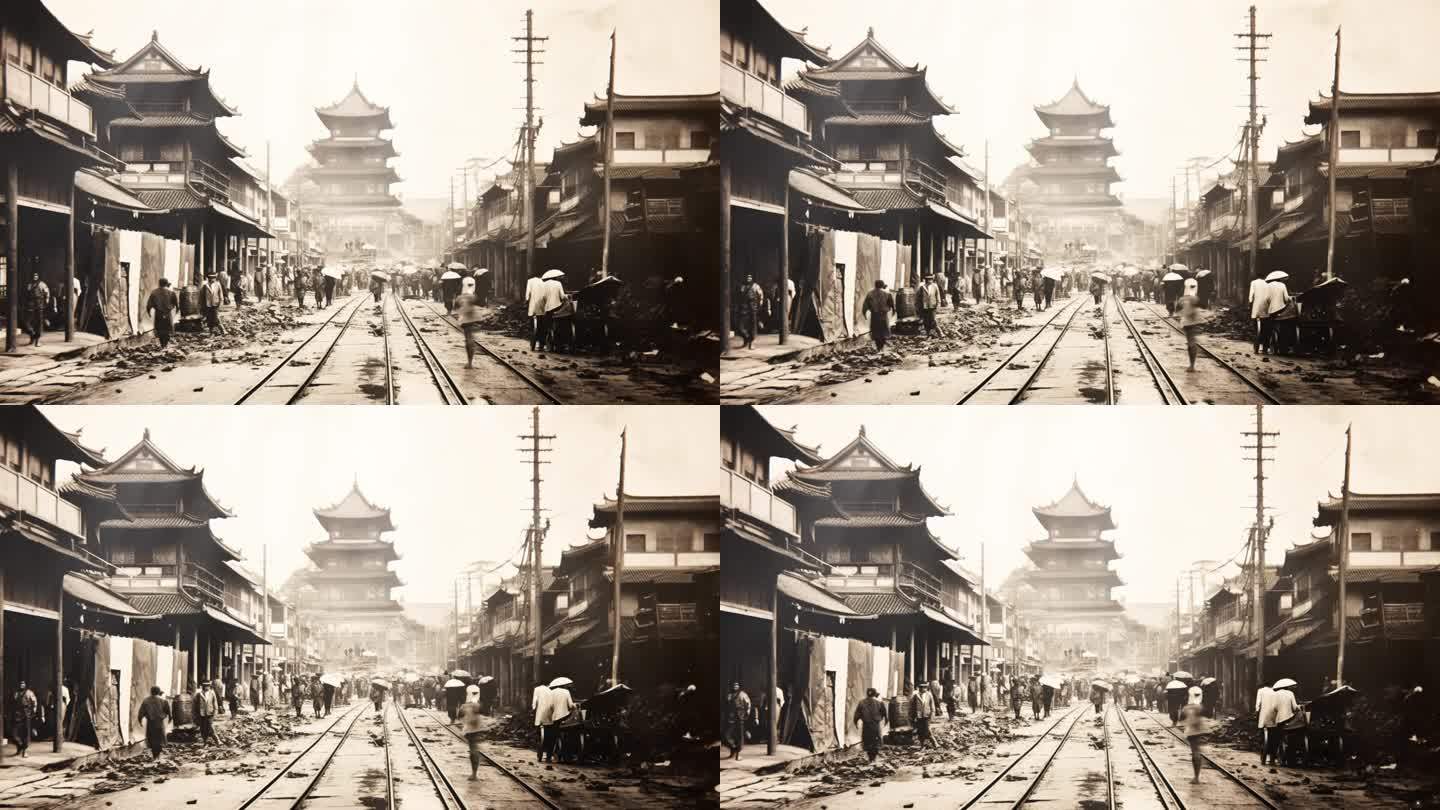 解放前民国老北京街道商铺场景大屏2