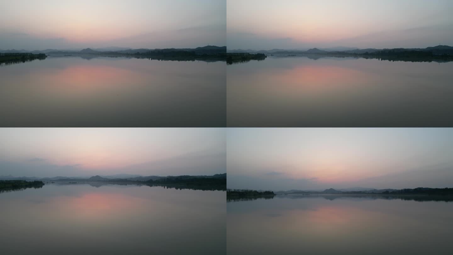 日落后水面航拍